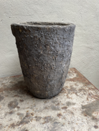 Stenen Pot carbon vaas grijs kruik antraciet steen bloempot bloemevaas kruik bak plantenbak landelijk stoer 50 x 34 cm