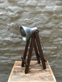 Vintage industriële lamp tafellamp Burolamp bureaulamp small landelijk industrieel hout metaal zink zinken