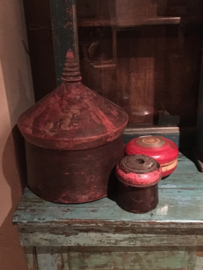 Oude grote houten Birma box doos tabacco vintage doos trommel hout vintage