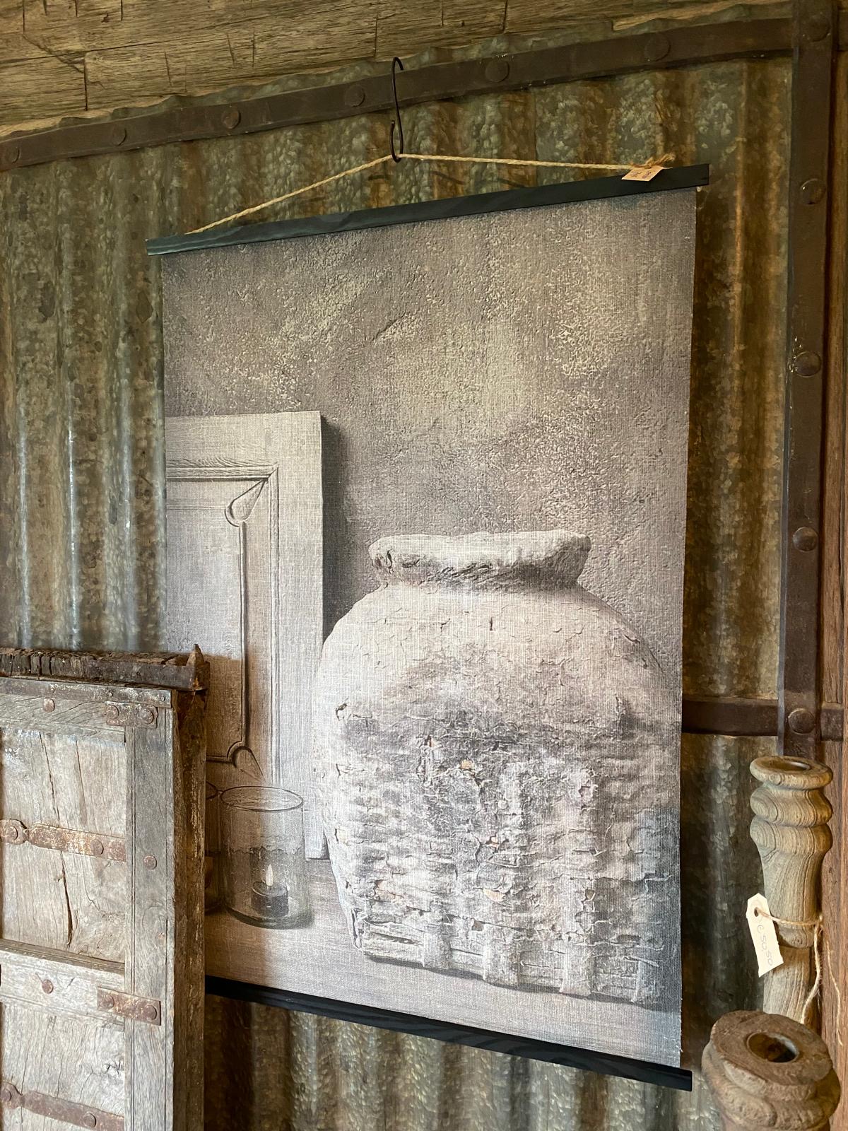Fluwelen wanddoek wanddecoratie 90 x 60 cm wandpaneel landelijk sober