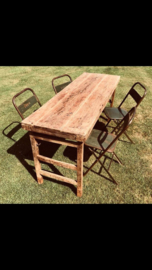 Oude landelijke industriële eettafel naturel 180 x 80 cm hout houten Sidetable bureau buro klaptafel werkbank werktafel oud vintage stoer