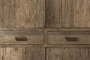 Grote dichte oud houten kast kabinet 4 deurs 2 lades legplanken truckwood railway robuust doorleefd hout 220 x 120 x 40 cm landelijk industrieel vintage urban metalen beslag kledingkast servieskast linnenkast boekenkast
