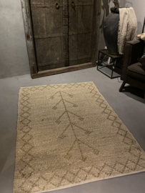 Vintage  beige naturel tapijt kelim 180 x 120 vloerkleed sleets wandkleed boho