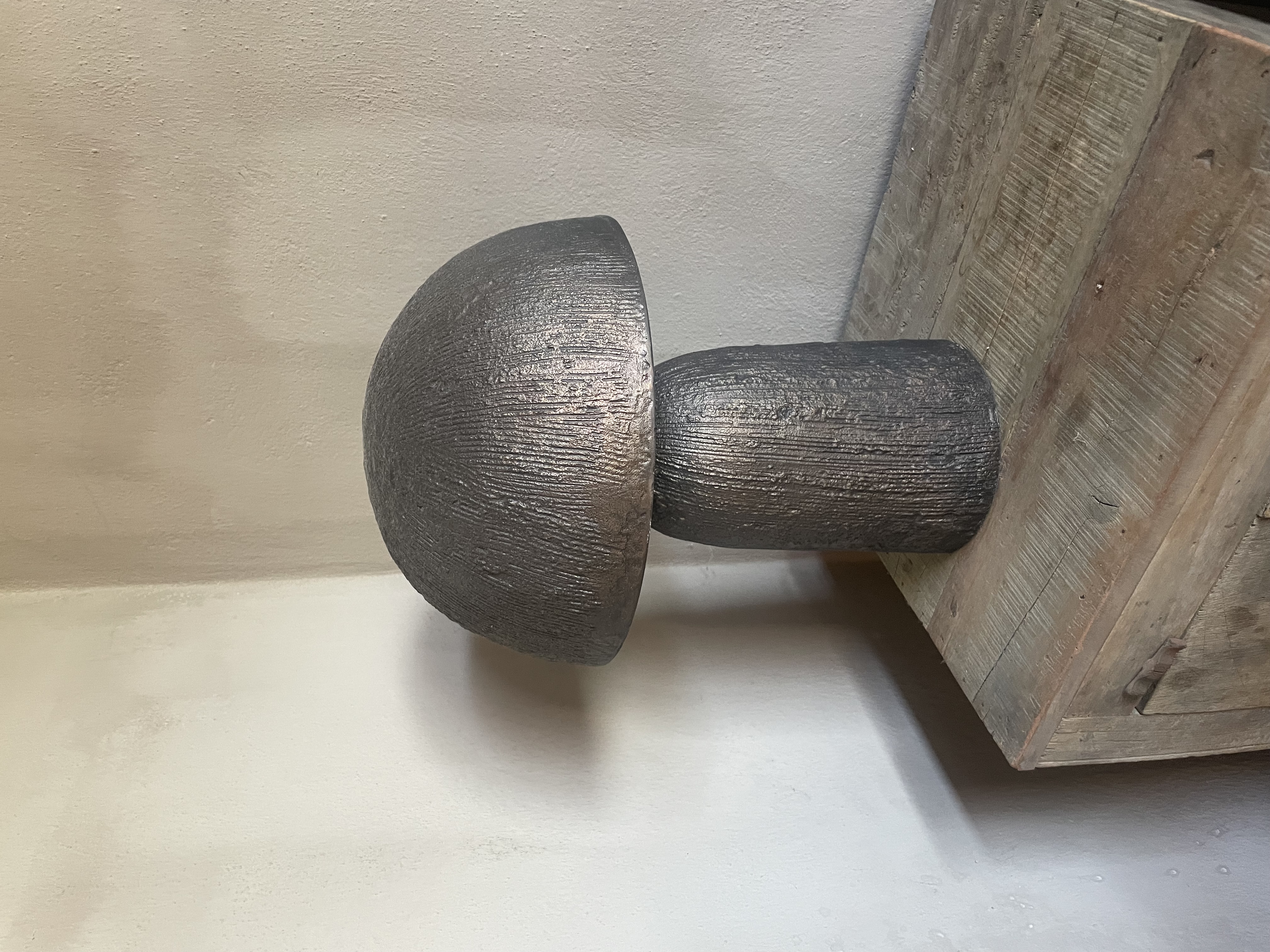 Hoffz grijs bruin metalen tafellamp bedlamp paddestoel model metaal