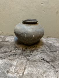 oude grijs stenen kruik pot grijze mega landelijk olijfpot olijfkruik waterkruik 50 cm hoog 57 cm doorsnede nr 51