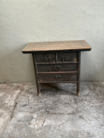 Stoere unieke grijze vergrijsd houten ladekast sidetable kast commode landelijk 96 x 46 x H85 cm