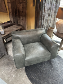 Hele stoere grote dark green echt dik leren lederen afrika fauteuil Het Anker prachtige kwaliteit leer loveseat robuust landelijk stoer geruwd whisper