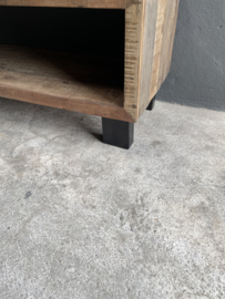 Stoer vergrijsd houten truckwood tv meubel televisie audio sideboard kast landelijk stoer industrieel dressoir sidetable 140 x 45 x 44 cm Bassano