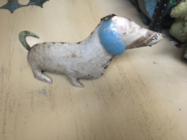 Stoere metalen blikken hond teckel tekkel teckeltje hond Dog decoratie speelgoed blik  hondje landelijk vintage industrieel