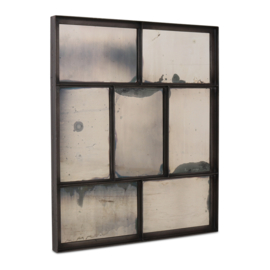Prachtige zwarte zwart metalen spiegel verweerd stalraam kozijn stalraamspiegel venster 72 x 84 x 5 cm stoer industrieel urban landelijk vintage