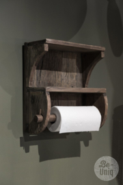 Vergrijsd Truckwood railway houten wandrek rekje  wandplank 40 x 35 x 17 cm keukenrek handdoekrek stang roede rek schap keukenrolhouder landelijk stoer SEP