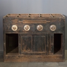 Prachtige oude antieke verweerde sleetse houten toonbank kast met vakken 121 X 60 x 92 cm landelijk balie desk winkelkast grutterskast Gruttersbak vakkenkast vakken stoer industrieel vintage toonbank balie winkelkast keukenkast kookeiland keukeneiland