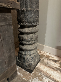 Prachtige stoere grote xxl oude vergrijsd houten lampenvoet staande lamp vloerlamp balluster baluster balusterlamp 167  cm pilaar