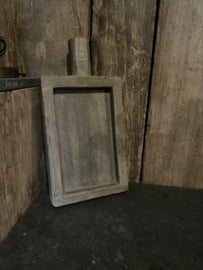 Stoer vergrijsd houten dienblad schaal landelijk industrieel hout stoer