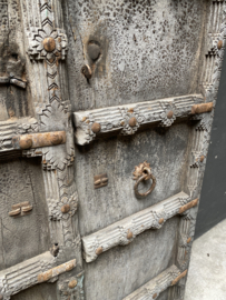 Stoere vergrijsd houten deur poort Luik wandpaneel wandscherm wanddecoratie landelijk stoer industrieel urban 166 x 94 x 6 cm