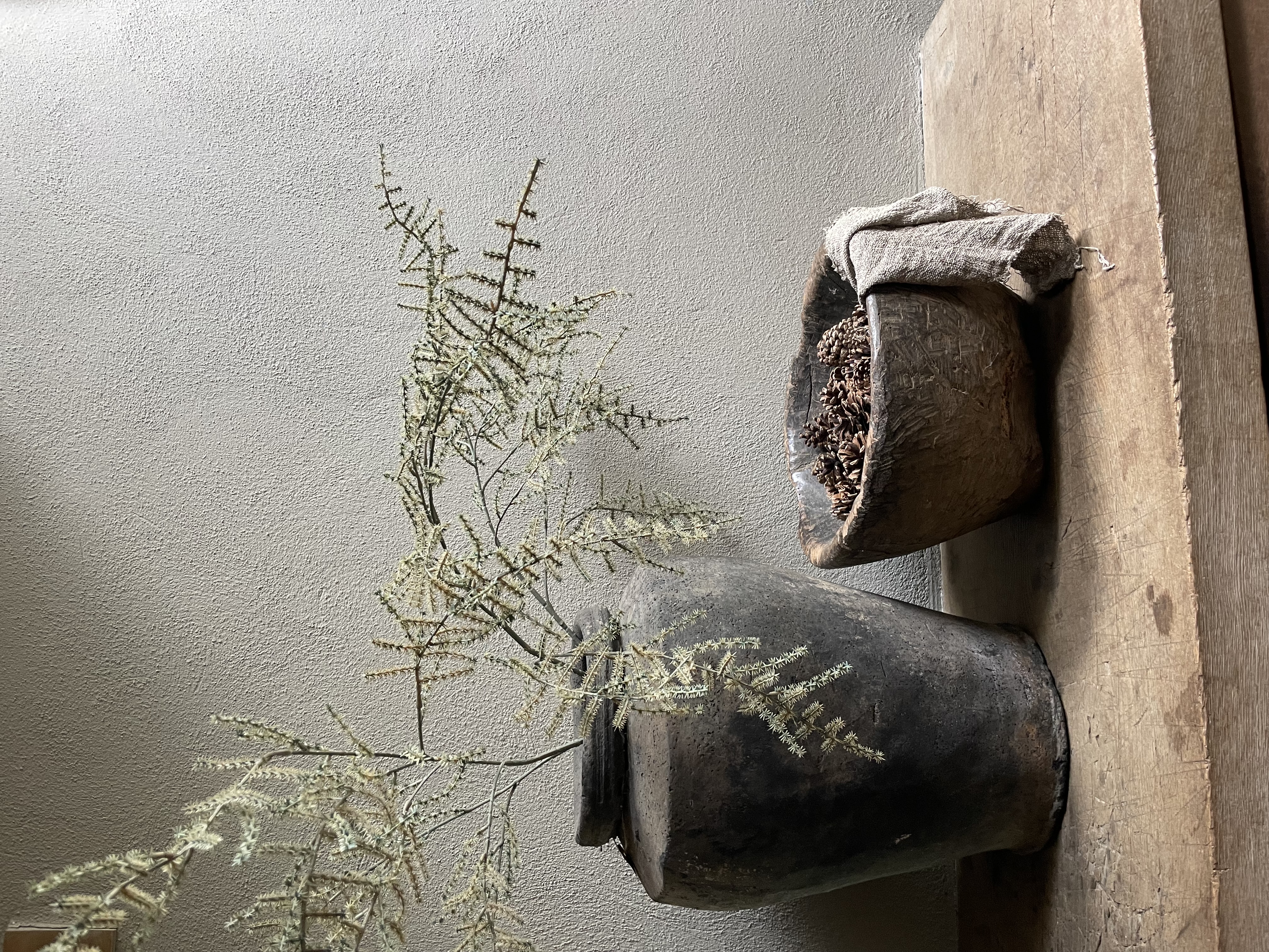 Asparagus imitatie kunst prachtige grote tak decoratie decoratietak landelijk sober groen grijs grey