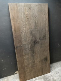 Oud vergrijsd houten los tafelblad landelijk stoer 240 x 95 x 7 cm teakhout