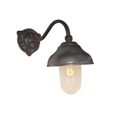 Frezoli wandlamp stallamp outdoor buitenlamp cosali loodkleur grijs incl kap en glazen stolp