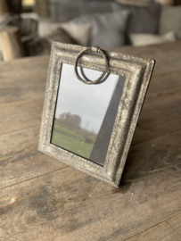 Mooi grijs metalen fotolijst fotolijstje 23 x28 x 5 cm fotomaat 20 x 25 cm stoer landelijk industrieel