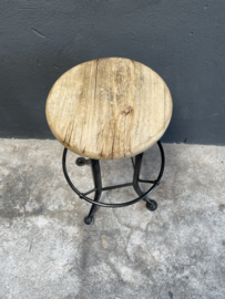 Industriele landelijke in hoogte verstelbare kruk barkruk eettafel hoogte stoer hout metaal industrieel landelijk vintage new urban