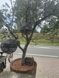 Set van  3 metalen bollen ballen landelijk kandelaar windlicht stoer industrieel