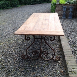 Smeedijzeren tafel onderstel krul 145 x 80 cm landelijk tuintafel tafelonderstel