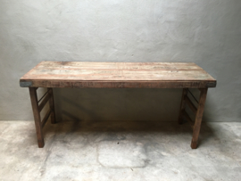 Oude landelijke industriële eettafel naturel 173  x 60 cm hout houten Sidetable bureau buro tuintafel klaptafel werkbank werktafel oud vintage stoer