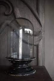Grote glazen stolp op zwarte houten voet isha hoffz