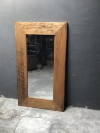 Houten spiegel robuust landelijk grof hout groot 140 X 80 cm teakhout vintage