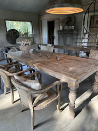 Grote oude vergrijsd houten eettafel tafel 275 cm landelijk stoer sober