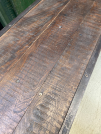 Stoere landelijke houten metalen Sidetable 120 cm buro werkbank klaptafel markttafel industrieel landelijk klaptafel