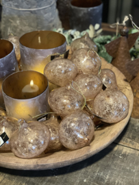 Prachtige glazen kerstbal druppel vorm terra bruin cognac ptmd
