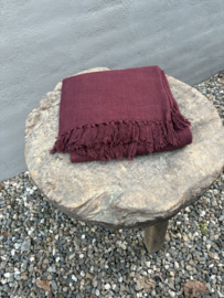 Prachtige plaid aubergine bordeauxrood warme tinten kleed deken