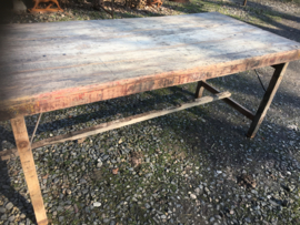 Oude landelijke industriële eettafel naturel 180 x 80 cm hout houten Sidetable bureau buro klaptafel werkbank werktafel oud vintage stoer