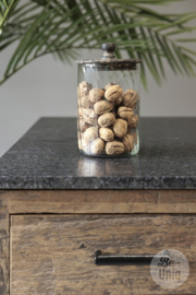 Glaspot glazen pot met vergrijsd houten deksel landelijk snoeppot Haarlem H22 x 13 cm