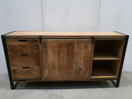 Industriële kast dressoir schuifdeur 180 x 40 x H90 cm hout metaal houten metalen landelijk industrieel