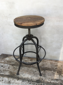 Industriele landelijke kruk barkruk eettafel hoge stoer hout metaal industrieel landelijk vintage new urban