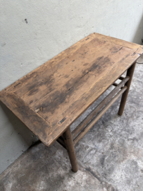 Stoer vergrijsd houten wandmeubel wandtafel wandtafeltje Sidetable console wastafelmeubel landelijk stoer