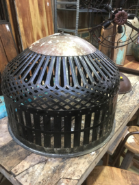 Grote smeedijzeren korflamp Cage korf lampekap hanglamp kooilamp inclusief nieuwe bedrading hanglamp mand zwart grijs bruin oud metaal landelijk industrieel