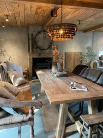 Gave oude houten bank eetbank 212 cm eettafelbank Wonen landelijke stijl WLS tuinbank stationsbank loungebank landelijk stoer