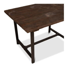 Stoere landelijke tafel eettafel keukentafel euro bureau 122 x 90 cm stoer industrieel houten blad metalen onderstel 122 x 90 x H78 cm