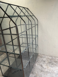 Metalen kas kasje tuinkas tuinkast kast vitrine vitrinekast glaskast met glas H187 X B130 XD70 cm