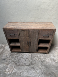2 deurs kast railway truckwood houten kast  wastafelmeubel badmeubel 120 x H90 x D40 cm planken legplanken industrieel stoer landelijk SEP
