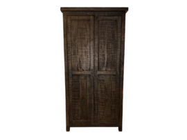 Stoere dichte houten kast truckwood railway hout old brown 175 x 90 x 45 cm 2 Deurs landelijk stoer robuust