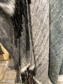 Prachtige wollen plaid deken 150 x 125 zwart grijs landelijk stoer