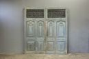 Prachtige grote oude houten wand paneel deuren kozijn poort deur kamerscherm decoratie 244,5 x 223 cm stoer landelijk industrieel oud old grijs blauw grijsblauw
