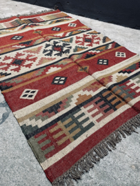 Prachtig groot kelimkleed kelim 200 x 123 cm tapijt vloerkleed plaid woonplaid landelijk stoer