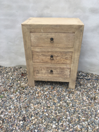 Licht naturel houten kast kastje dressoir sidetable ladenkast ladekast 3 lades landelijk