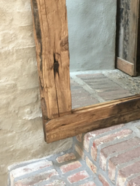 Stoere grove robuust houten spiegel tuinspiegel landelijk truckwood railway stoer oud hout 120 x 80 cm