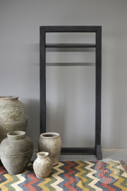 Groot Zwart houten rek carpet rek plaid rek kleed kamerscherm roomdivider handdoekrek kledingrek